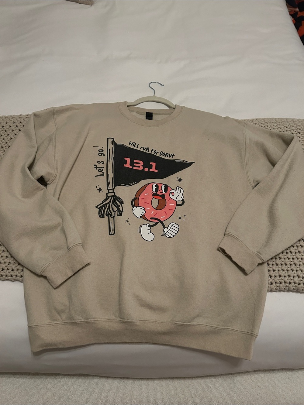 Women’s Beige 'Will Run for Donut' Graphic heavy weight Sweatshirt